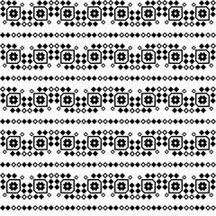 Seamless black and white vector background with decorative flowers