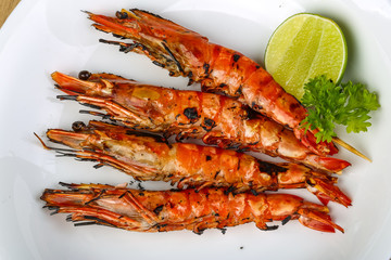 Grilled king prawns