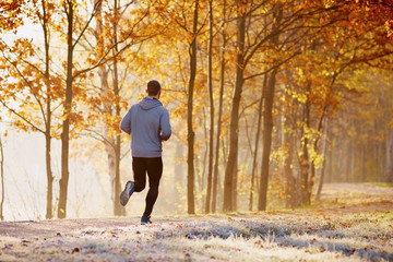 Man running at morning in the park