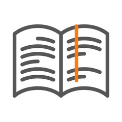 Notebook or book with bookmark icon vector. 