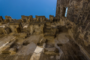 The fragment of a Roman ancient theater in Aspendos. The province of Antalya. Mediterranean coast of Turkey.
