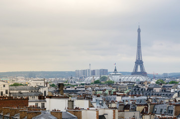 Fototapeta na wymiar Eiffel Tower and Grand Palais with Paris skyline