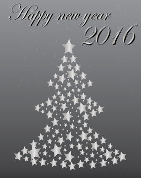 Christmas tree from light stars vector background with wish Happy new year 2016