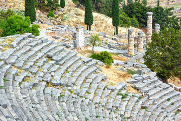 Excavations of the ancient Delphi city (Greece)