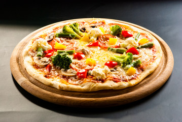 vegetarian pizza on the board