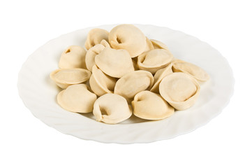 dumplings of wild boar on the plate, isolated