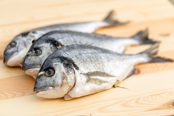 Fish on wooden background