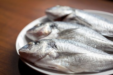 Fish on wooden background