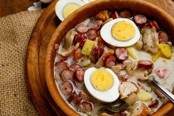 Traditional polish Easter soup Zurek 