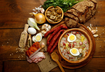 Traditional polish Easter soup Zurek 