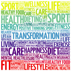TRANSFORMATION word cloud background, health concept