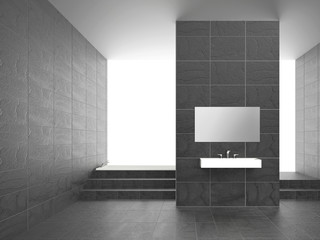 bathroom with shale tiles