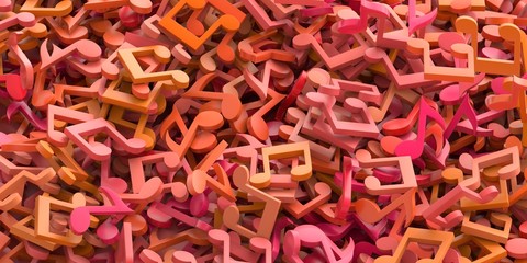 Fototapeta premium Musical notes background, 3d illustration