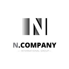 Vector creative abstract N letter minimalistic monochrome logo