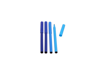 A set of blue pens.