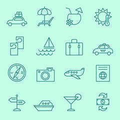 Travel icons, thin line design
