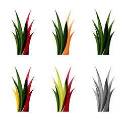 Set of abstract eco plant icons, business logotype nature green concepts, clean modern geometric design