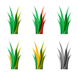 Set of abstract eco plant icons, business logotype nature green concepts, clean modern geometric design