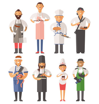 Vector cooking chefs people vector illustration