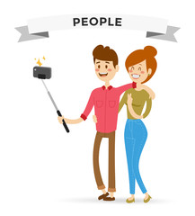 Selfie family portreit vector illustration