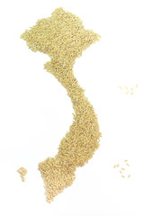 vietnam map shape with rice