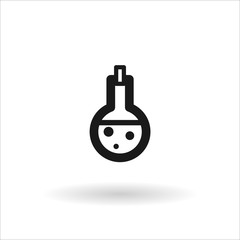black medical beaker vector line icon