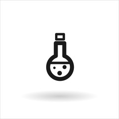 black medical beaker vector line icon