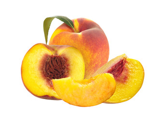 Fresh peaches isolated on white