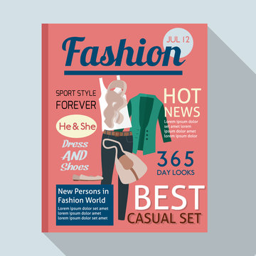Fashion magazine with casual clothing. 