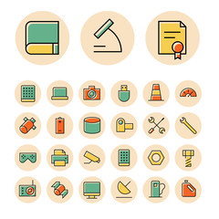 Thin line icons for science and technology