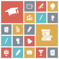 Flat design icons for education