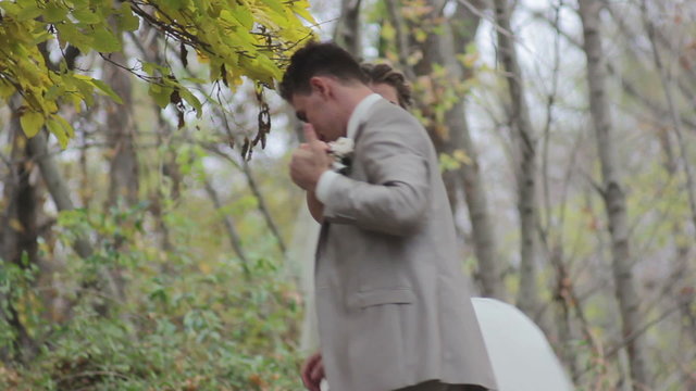 A wedding day of the two happy professional dancers (bride and groom)