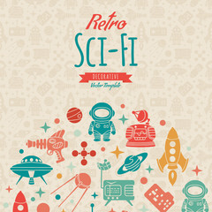 Retro Sci-Fi vector decorating design