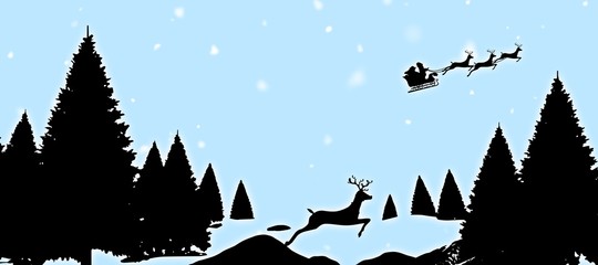 Composite image of christmas scene silhouette