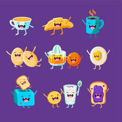 Fun Breakfast. Food with cute faces, happy