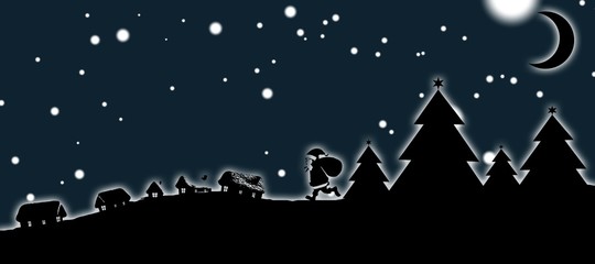 Obraz na płótnie Canvas Composite image of christmas scene silhouette