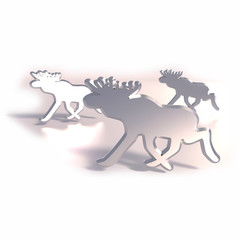 Elchsymbole und Elche aus Metall