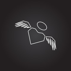Vector heart with wings icon 