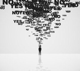 Say no concept with businessman staying at horyzon