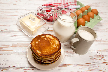 High pile of delicious pancakes