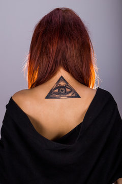 Young pretty red hair girl with hood