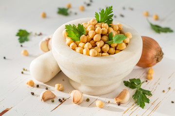 Falafel ingredients on wood background