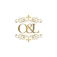 O&L Initial logo. Ornament ampersand monogram golden logo