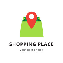 Vector bright shopping bag logo. 