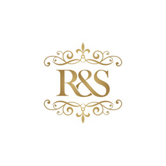 R&S Initial logo. Ornament ampersand monogram golden logo