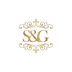 S&G Initial logo. Ornament ampersand monogram golden logo