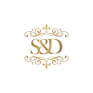 S&D Initial logo. Ornament ampersand monogram golden logo