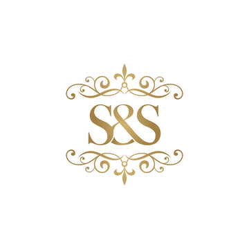 S&S Initial logo. Ornament ampersand monogram golden logo