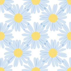 seamless pattern - camomiles on the a white background