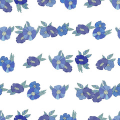 Fototapeta premium Blue flowers on white background